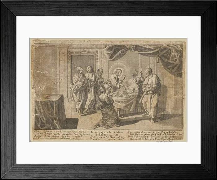 Framed Print : ﻿Jesus healing Jairus only daughter. unknown, graphic artist