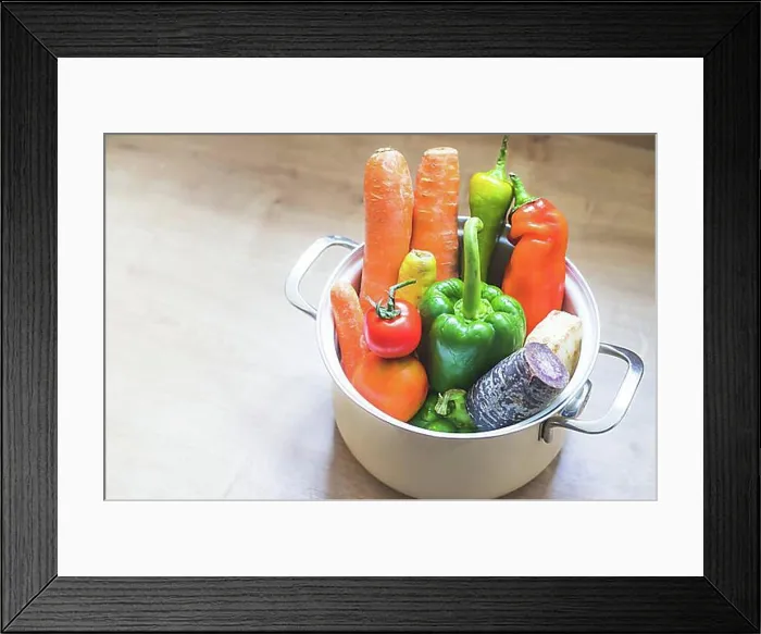 Framed Print : Closeup of healthy vegetables in the kitchen, topview
