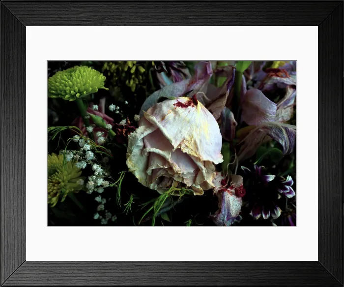 Framed Print : Bouquet of withered flowers with a dried rose in the foreground Framed Print : Bouquet of withered flowers with a dried rose in the foreground