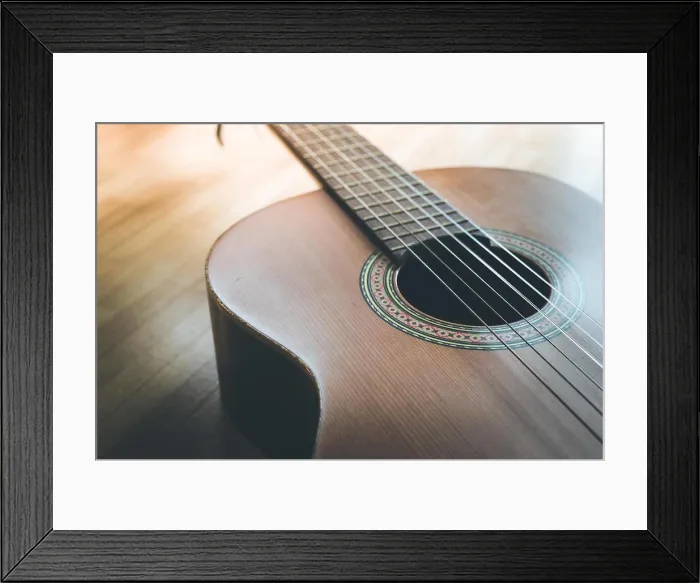 Framed Print : Classical guitar and strings, professional instrument