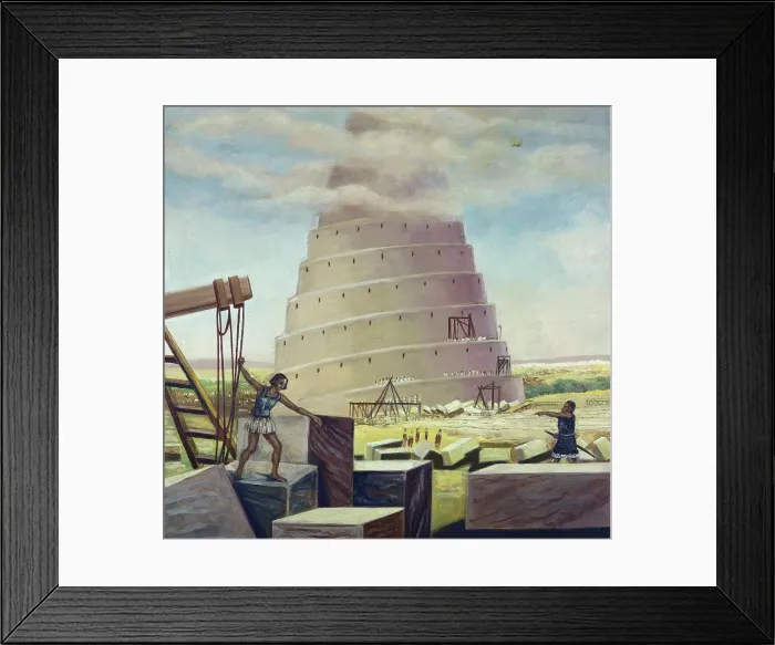 Framed Print : Building the Tower of Babel Vittorio Bianchini (1797-1880 Italian)