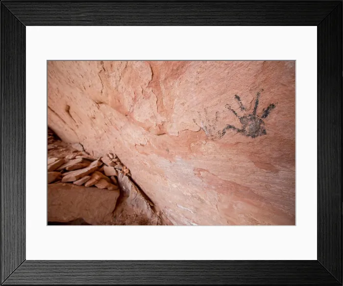 Framed Print : Ancient handprints inside False Kiva cave in Canyonlands National Park, Utah, USA