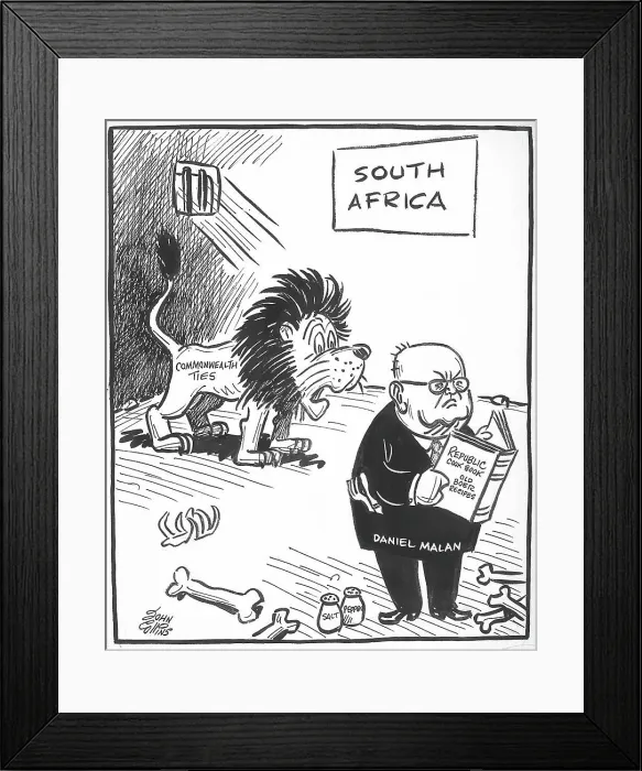 Framed Print : Cartoon - The lion in Daniel's den John Collins (1917-2007) Framed Print : Cartoon - The lion in Daniel's den John Collins (1917-2007)