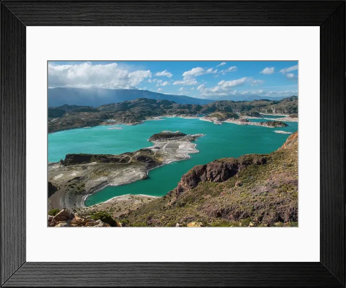 Framed Print : Scenic view of Laguna Verde, Chile Chico, General Carrera Province, Chile Framed Print : Scenic view of Laguna Verde, Chile Chico, General Carrera Province, Chile