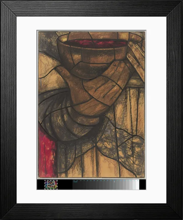 Framed Print : Design for window in the Noordertransept in the Dom in Utrecht, c. 1934 drawing cardboard. chalk brush