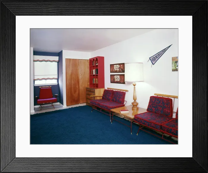 Framed Print : 1960S Office Waiting Room Blue Carpet Lamp End Table School Pennant Framed Print : 1960S Office Waiting Room Blue Carpet Lamp End Table School Pennant