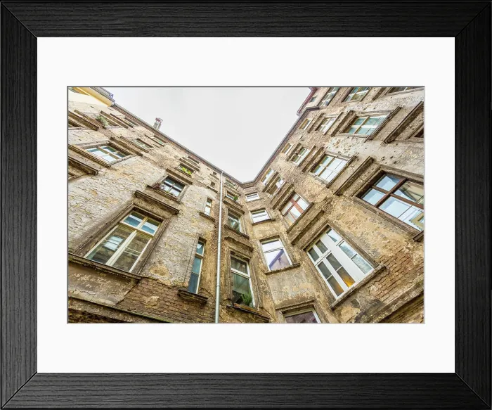 Framed Print : Unrenovated backyard in Berlin, Germany Framed Print : Unrenovated backyard in Berlin, Germany