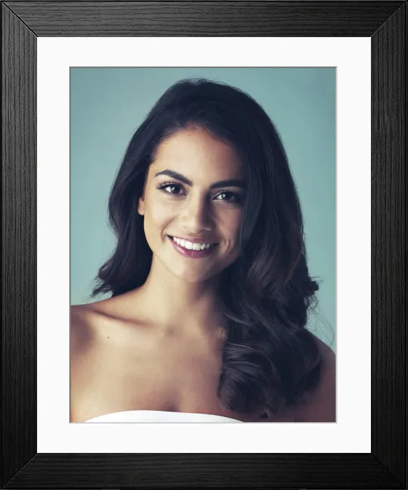 Framed Print : Studio, girl and haircare with portrait for beauty Framed Print : Studio, girl and haircare with portrait for beauty