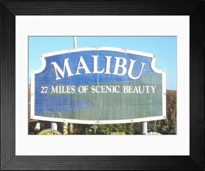Framed Print : Malibu 27 Miles Of Scenic Beauty sign, Malibu, California
