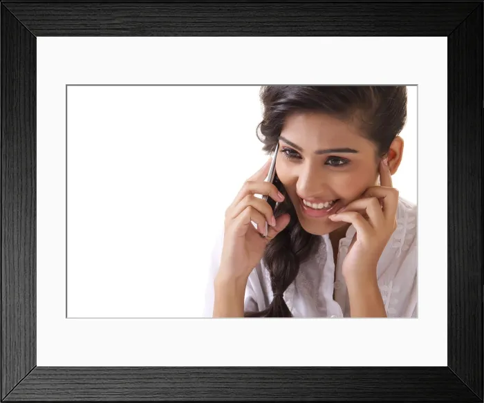 Framed Print : Beautiful young woman talking on mobile phone Framed Print : Beautiful young woman talking on mobile phone