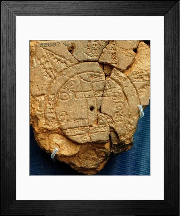 Framed Print : Clay tablet depicting a Late Babylonian map of the World. Dated 700 BC