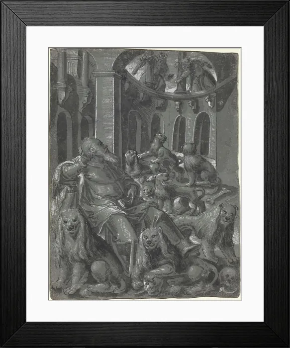 Framed Print : German 16th Century, Daniel in the Lions Den (recto), c 1600 Daniel in the Lions Den recto Framed Print : German 16th Century, Daniel in the Lions Den (recto), c 1600 Daniel in the Lions Den recto
