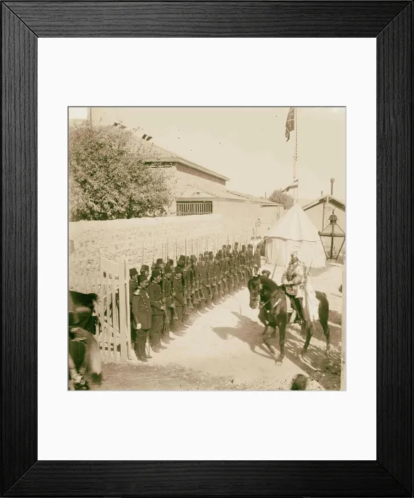 Framed Print : State visit to Jerusalem of Wilhelm II of Germany in 1898 Emperor passing Turkish guard of honor as he leaves camp