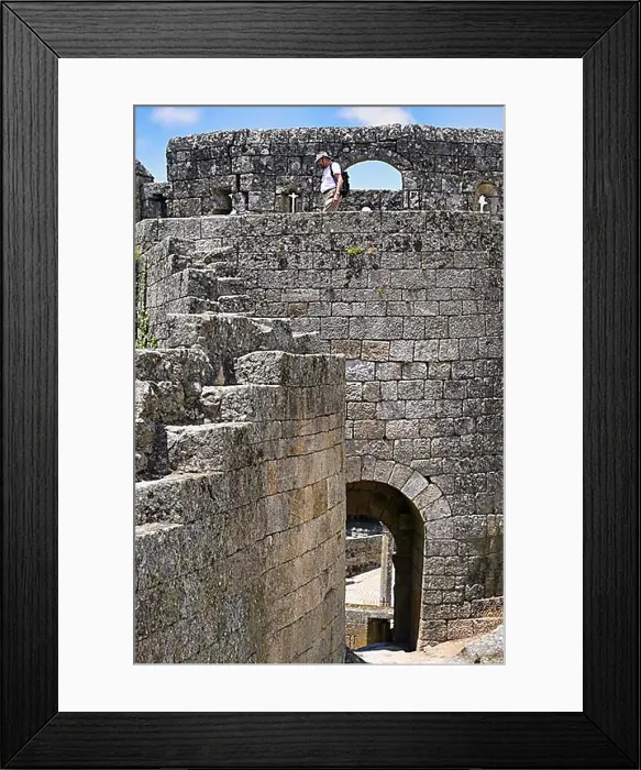 Framed Print : Tourist walking on the Castle ramparts, Sortelha, Serra da Estrela, Beira Alta, Portugal, Europe Framed Print : Tourist walking on the Castle ramparts, Sortelha, Serra da Estrela, Beira Alta, Portugal, Europe