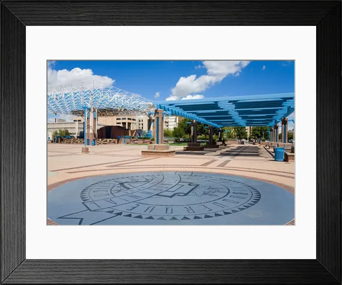Framed Print : USA, New Mexico, Albuquerque, Civic Plaza, Tricentennial Plaque