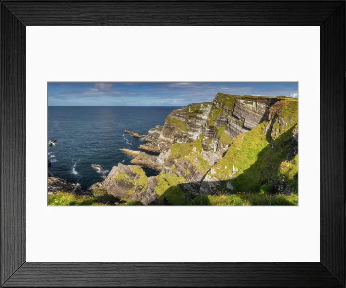 Framed Print : Panorama with majestic and beautiful Kerry Cliffs and Atlantic Ocean Panorama with majestic