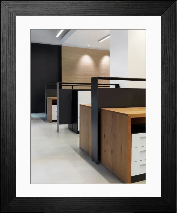 Framed Print : Wooden desks in cubicles at office. Taipei, Taiwan. 06 / 22 / 2008 Framed Print : Wooden desks in cubicles at office. Taipei, Taiwan. 06 / 22 / 2008