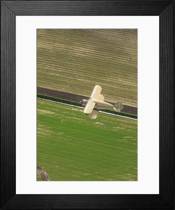 Framed Print : Aerial view of PR 1937 Cabin Waco BiPlane, near Mount Vernon; Washington, United States of America