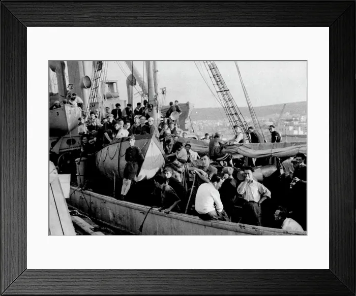 Framed Print : 200 Ton Steamer Arrested off Palestine With 400 Refugees Aboard After A Month At Sea -- The crowded decks of the S Framed Print : 200 Ton Steamer Arrested off Palestine With 400 Refugees Aboard After A Month At Sea -- The crowded decks of the S