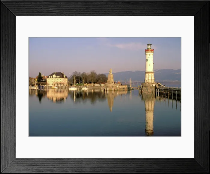 Framed Print : Europe, Germany, Bayern, Lighthouse and harbor