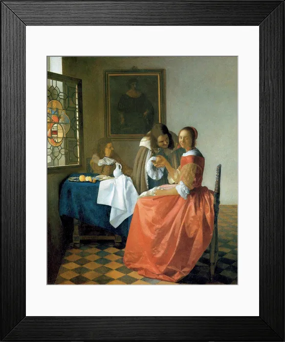 Framed Print : Banquet by Jan Vermeer, Oil on canvas, 1659-1660, 1632-1675, Germany, Braunschweig, Herzog Anton Ulrich Museum, 78x67, 5