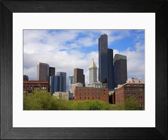 Framed Print : Skyscrapers in a city, Pioneer Square, Seattle, King County, Washington State, USA