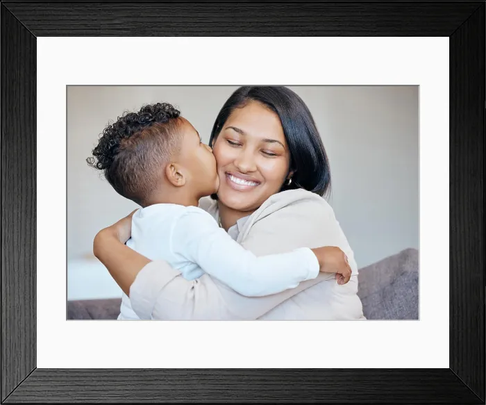 Framed Print : Hug, kiss and happy family kid Framed Print : Hug, kiss and happy family kid