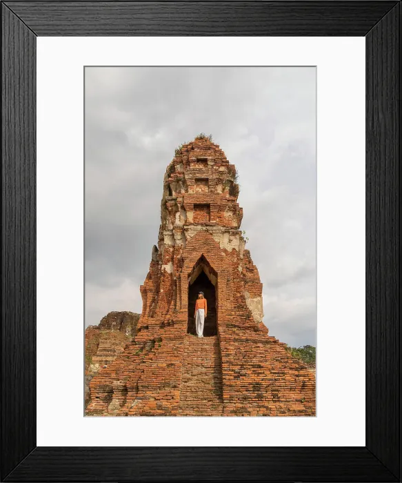 Framed Print : Tourist woman walking inside Bueng Phra Ram Park temple Framed Print : Tourist woman walking inside Bueng Phra Ram Park temple