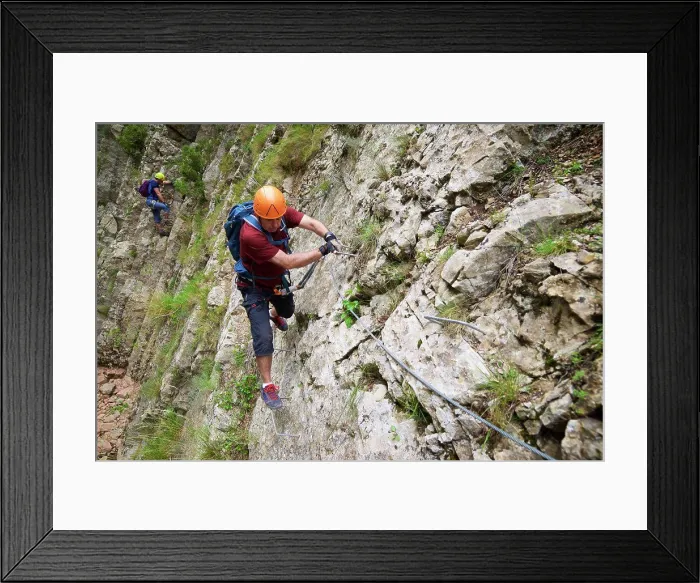 Framed Print : Climbing ferrata route, named as Estrechos de La Hoz, in Teruel, Aragon in Spain