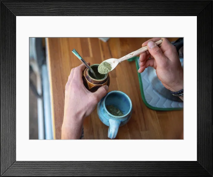 Framed Print : overhead shot of man making morning herbal tea Framed Print : overhead shot of man making morning herbal tea