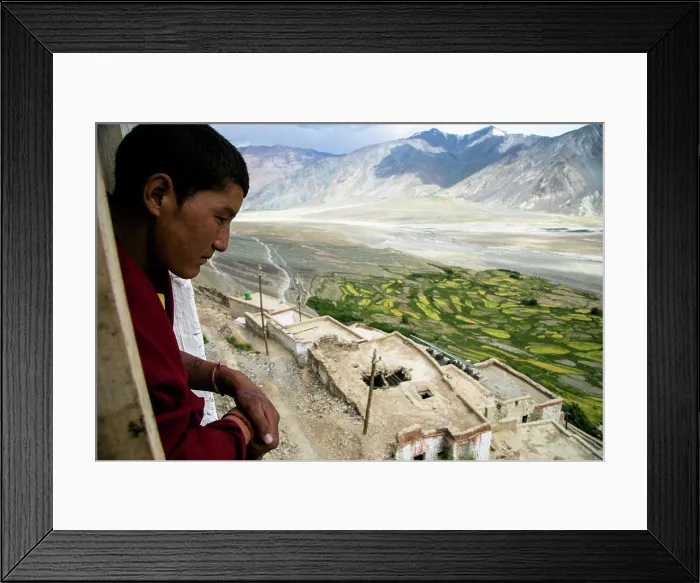 Framed Print : Buddhist monk in a monastery in Zanskar valley, Northern India Framed Print : Buddhist monk in a monastery in Zanskar valley, Northern India