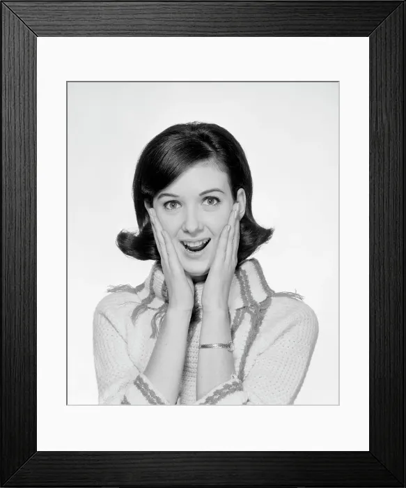 Framed Print : Portrait of young exhilarated young woman Framed Print : Portrait of young exhilarated young woman