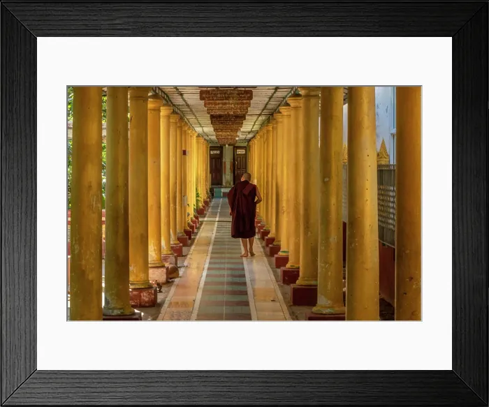 Framed Print : Buddhist monk on the alley Framed Print : Buddhist monk on the alley