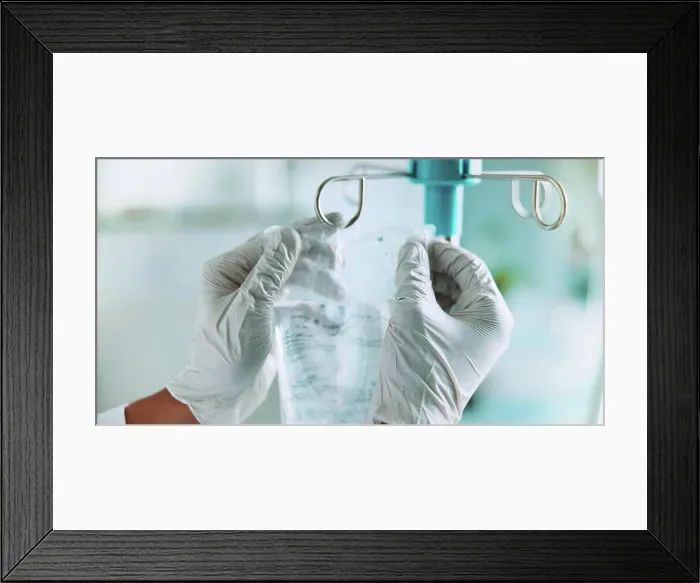 Framed Print : Healthcare, hands and doctor in hospital with IV drip Framed Print : Healthcare, hands and doctor in hospital with IV drip