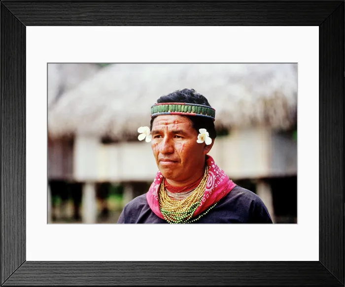 Framed Print : Cofan Indian Tribe Leader, Ecuadorian Amazon, South America Framed Print : Cofan Indian Tribe Leader, Ecuadorian Amazon, South America