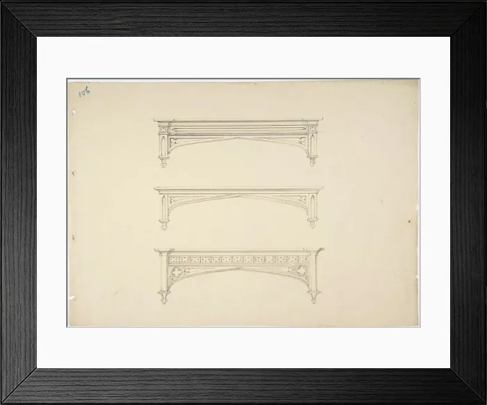 Framed Print : Design for Three Gothic Pediments early 19th century Anonymous