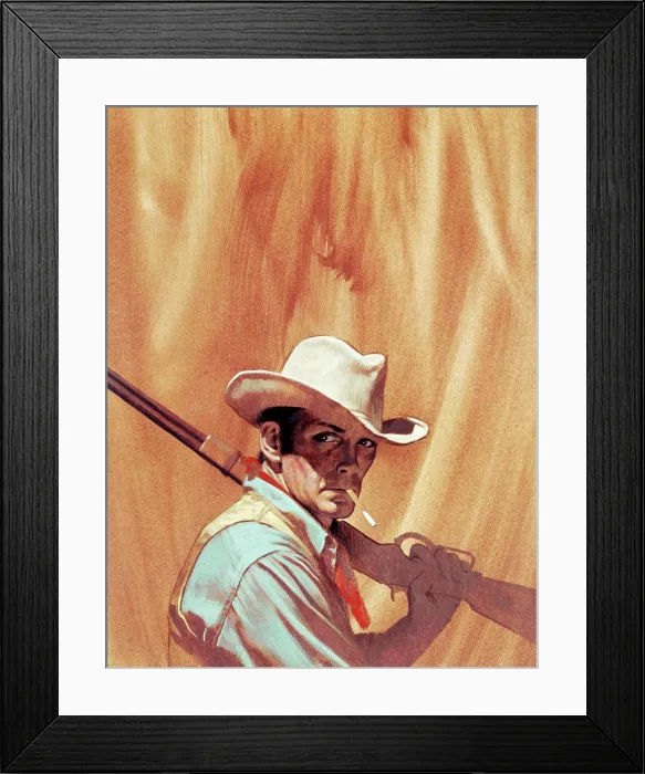 Framed Print : Cowboy holding rifle Stanley Borack, born in 1928