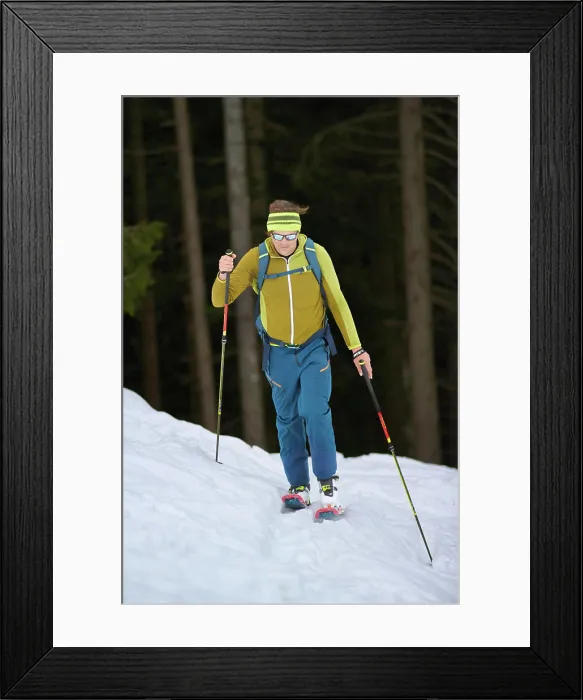 Framed Print : a Male Skier at Driving Uphill in the Italian PREALPS 1104303051, Model Released, symbolic photo