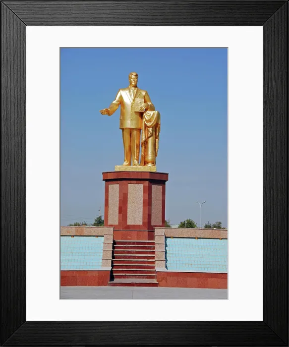 Framed Print : Turkmenistan, Mary, a golden statue of deceased former president Saparmurat Niazov in Mary Framed Print : Turkmenistan, Mary, a golden statue of deceased former president Saparmurat Niazov in Mary