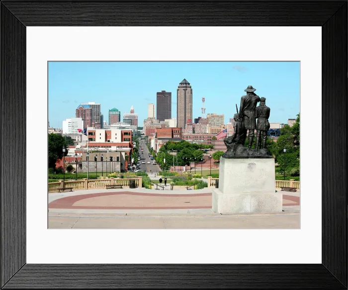 Framed Print : Chuck Haney Statue with Skyline in Background Framed Print : Chuck Haney Statue with Skyline in Background
