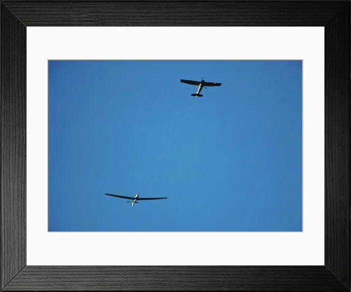 Framed Print : Glider Being Towed by Airplane Framed Print : Glider Being Towed by Airplane