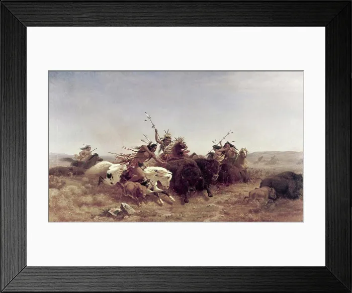 Framed Print : The Buffalo Hunt Charles Ferdinand Wimar (1828-1862 / American)
