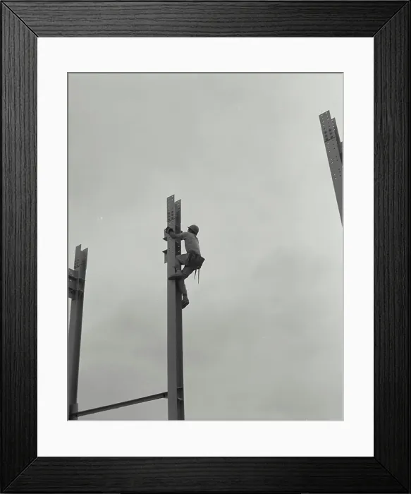 Framed Print : Vintage Photograph. Steel construction on unloading tower at New Orleans Grain Elevator in New Orleans Louisiana