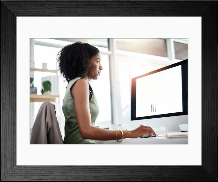 Framed Print : Corporate, accountant and woman with a computer Framed Print : Corporate, accountant and woman with a computer