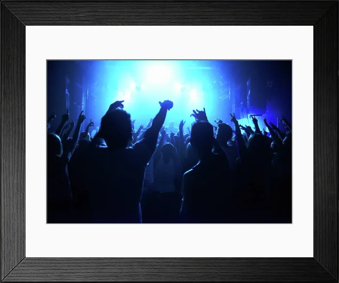 Framed Print : Nightclub, people and crowd with energy and lights for party