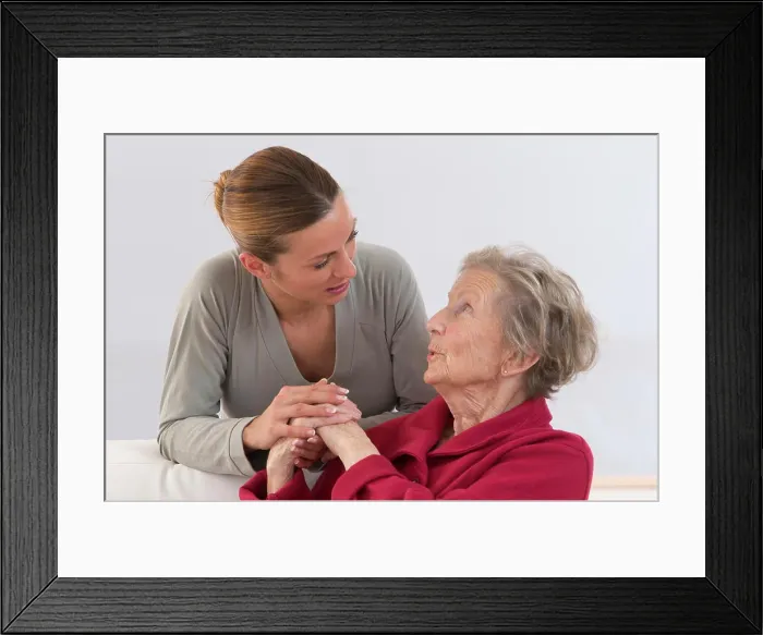 Framed Print : Young woman with her grandmother