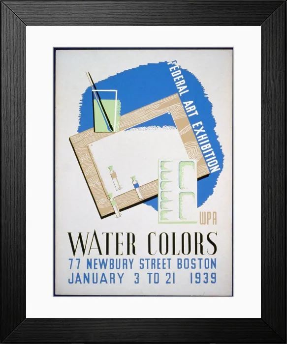 Framed Print : Federal Art exhibition WPA water colors. circa 1939 Framed Print : Federal Art exhibition WPA water colors. circa 1939