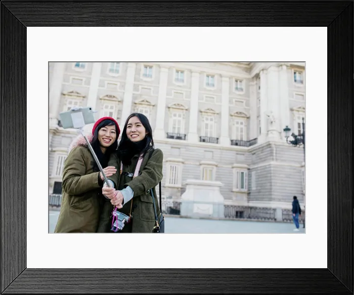 Framed Print : Asian women taking selfie on street