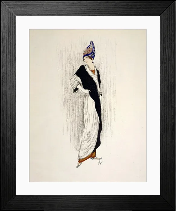 Framed Print : Woman with wrap, French Advertising Pieces