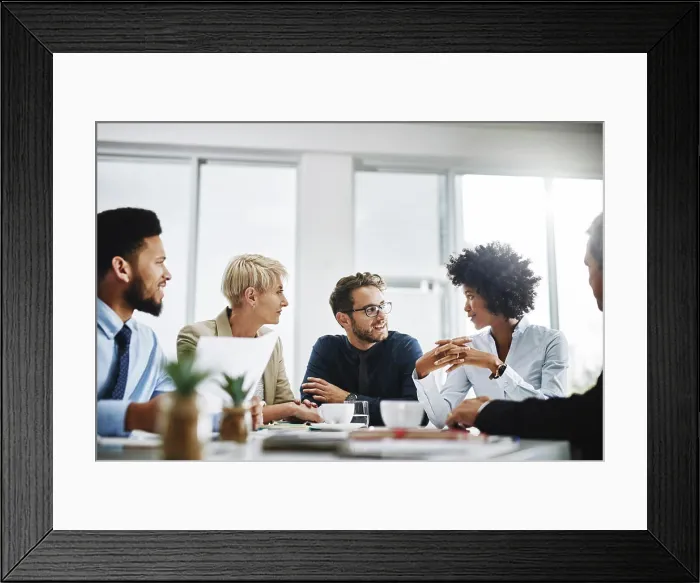 Framed Print : Business people, meeting and planning with company contract and deal with conversation Framed Print : Business people, meeting and planning with company contract and deal with conversation